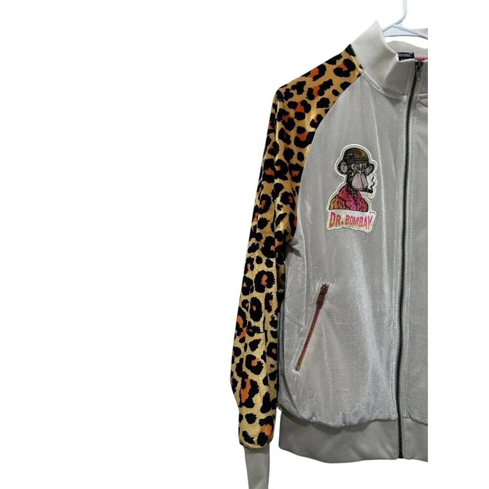 Death Row Records Dr Bombay Velvet Track Jacket Small Leopard Print Snoop Dogg